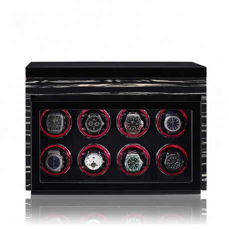 8 PIECES WOODEN WATCH WINDER BOX WITH BUILT-IN LED