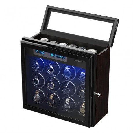 LUXURY SAFETY WATCH WINDER BOX FOR 18 AUTOMATIC WATCHES WITH QUIET MOTOR