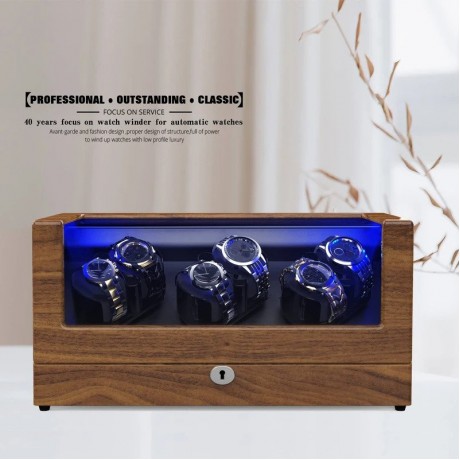 WATCH WINDER WITH 6 WINDER SPACE, PEAR WOOD QUAD WATCH BOX