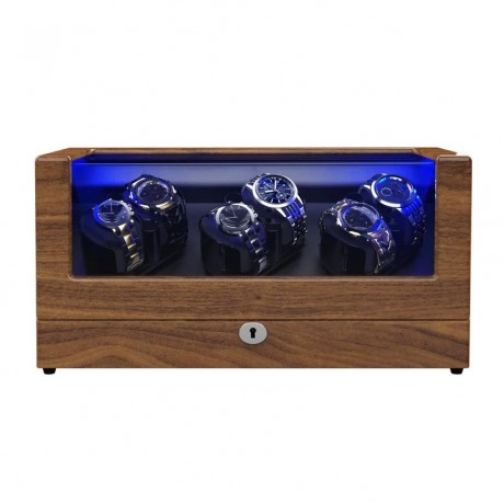 WATCH WINDER WITH 6 WINDER SPACE, PEAR WOOD QUAD WATCH BOX