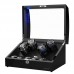WOODEN WATCH WINDER 4+6 PINAO BLACK WITH EXTREMELY SILENT MOTOR