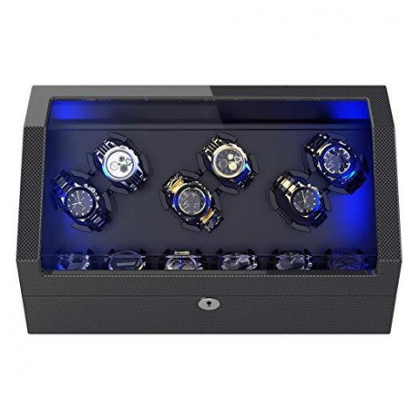 12 PIECES WATCH WINDER WITH STORAGE, PINE BARK PATTERN