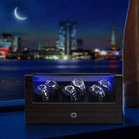 WATCH WINDER WITH 6 WINDER SPACE, WOODEN SHELL QUAD WATCH BOX
