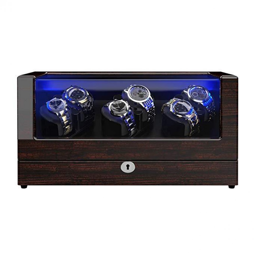 WATCH WINDER WITH 6 WINDER SPACE, WOODEN SHELL QUAD WATCH BOX