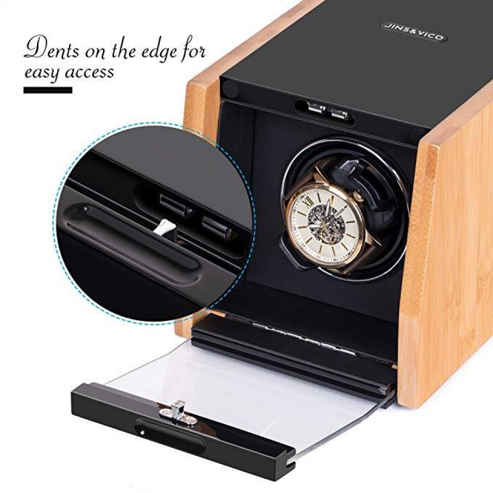 SINGLE WATCH WINDER NEW DESIGN IN BAMBOO SHELL WITH LED LIGHT, JINS&VICO