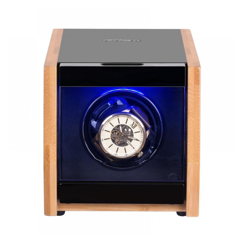 SINGLE WATCH WINDER NEW DESIGN IN BAMBOO SHELL WITH LED LIGHT, JINS&VICO