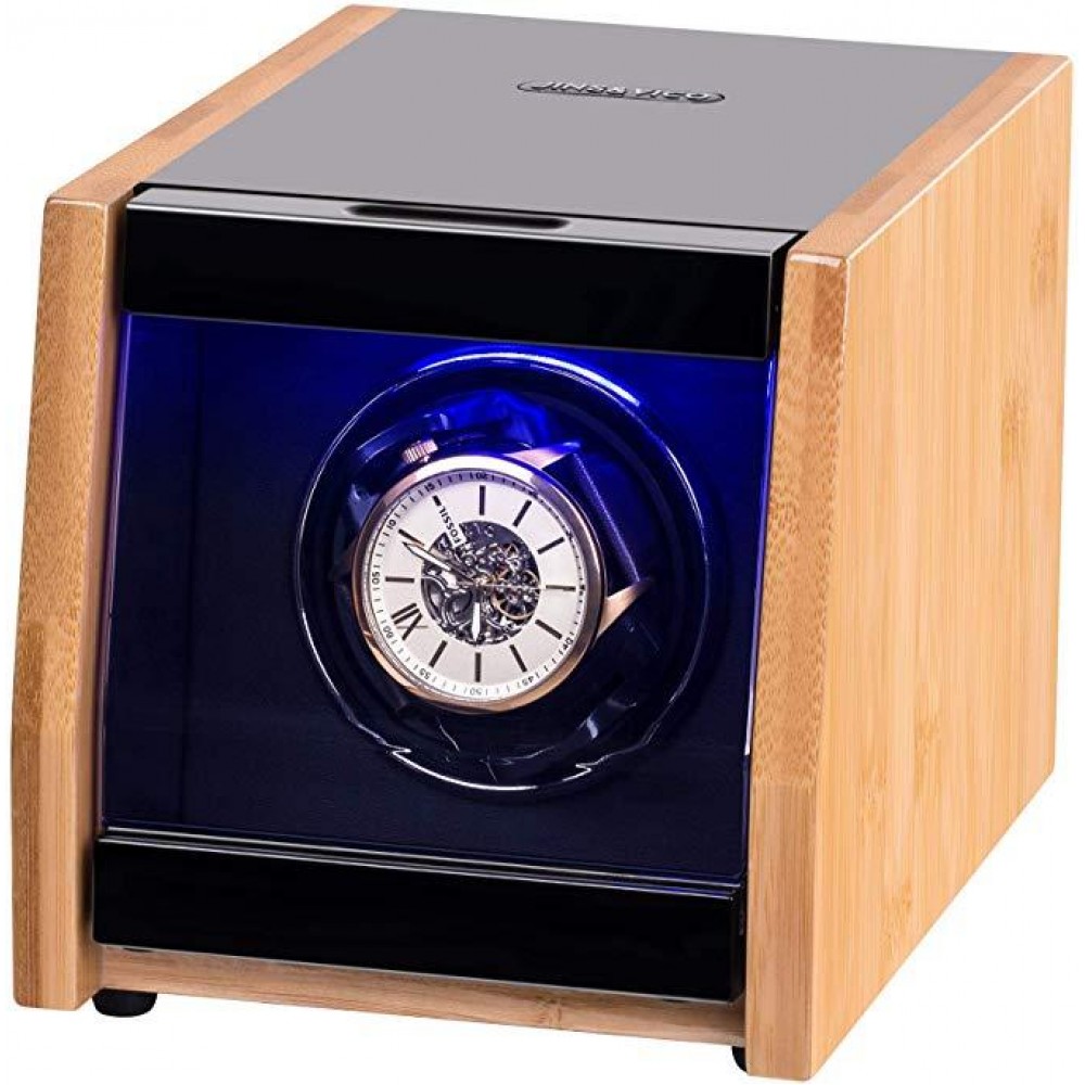 SINGLE WATCH WINDER NEW DESIGN IN BAMBOO SHELL WITH LED LIGHT, JINS&VICO