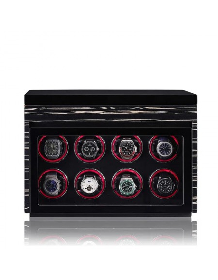 8 PIECES WOODEN WATCH WINDER BOX WITH BUILT-IN LED