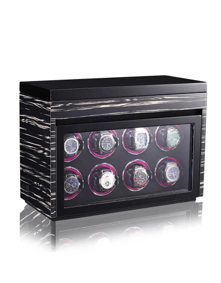8 PIECES WOODEN WATCH WINDER BOX WITH BUILT-IN LED
