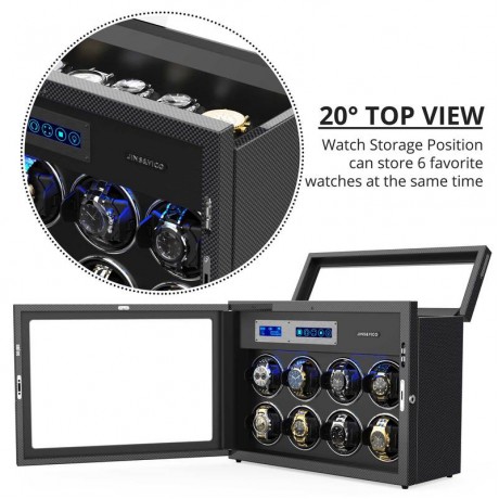8 PLUS 6 HIGH-END WATCH WINDER SAFE BOX IN CARBON FIBER MATERIAL, JINS&VICO