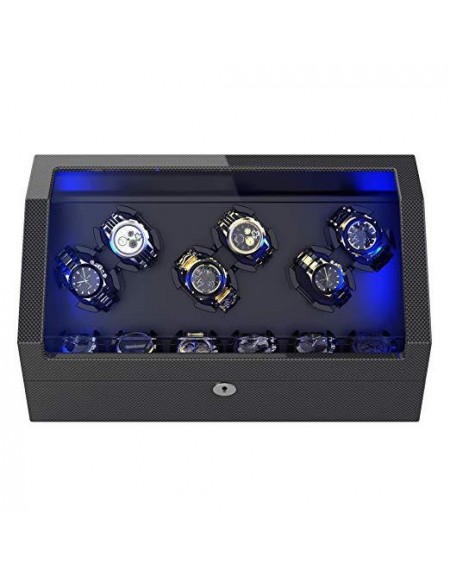 12 PIECES WATCH WINDER WITH STORAGE, PINE BARK PATTERN