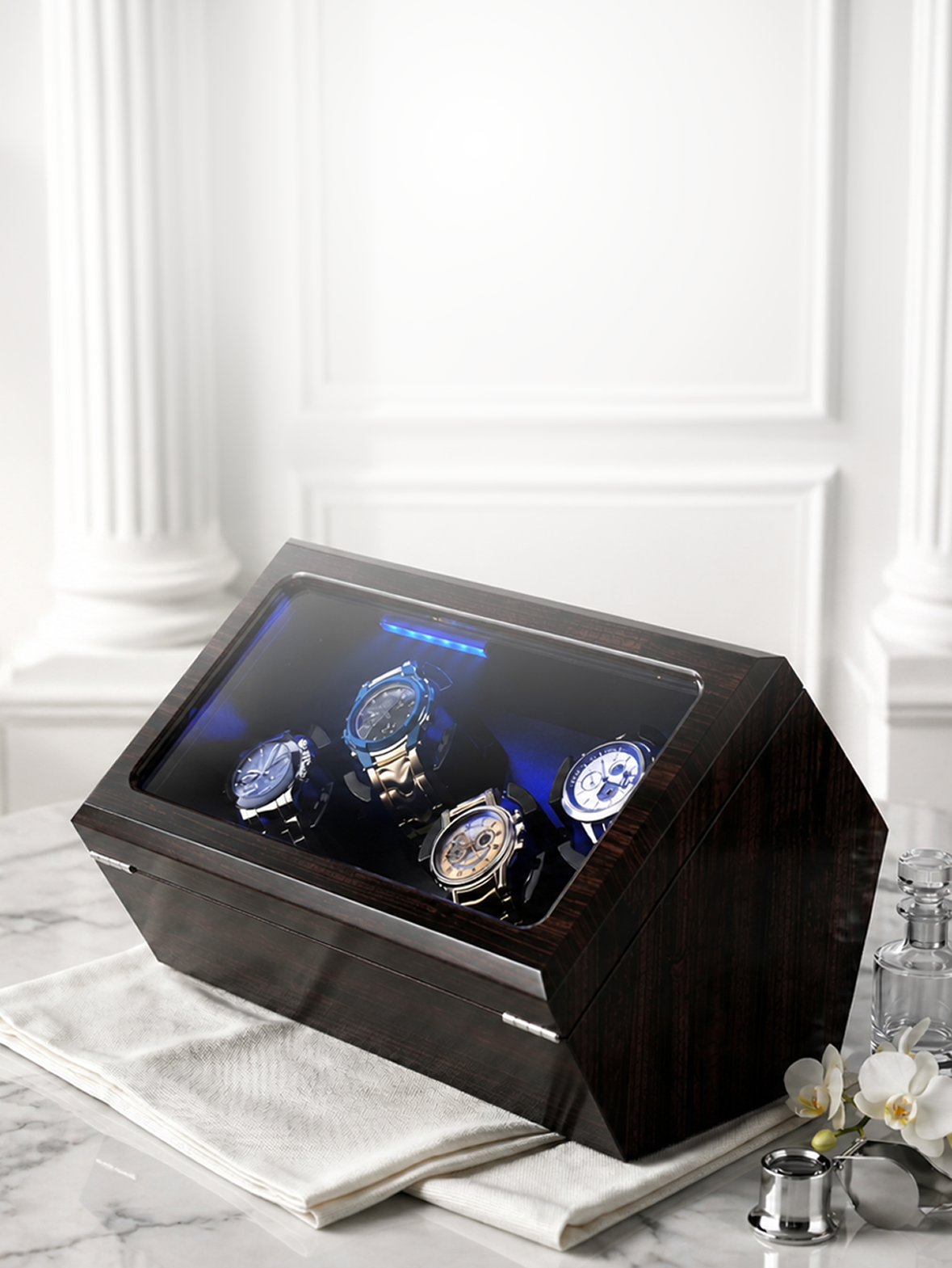 SINGLE WATCH WINDER IN DARK BROWN LEATHER - Image 3