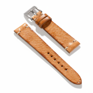Natural Grain Caramel Brown Leather Watch Strap