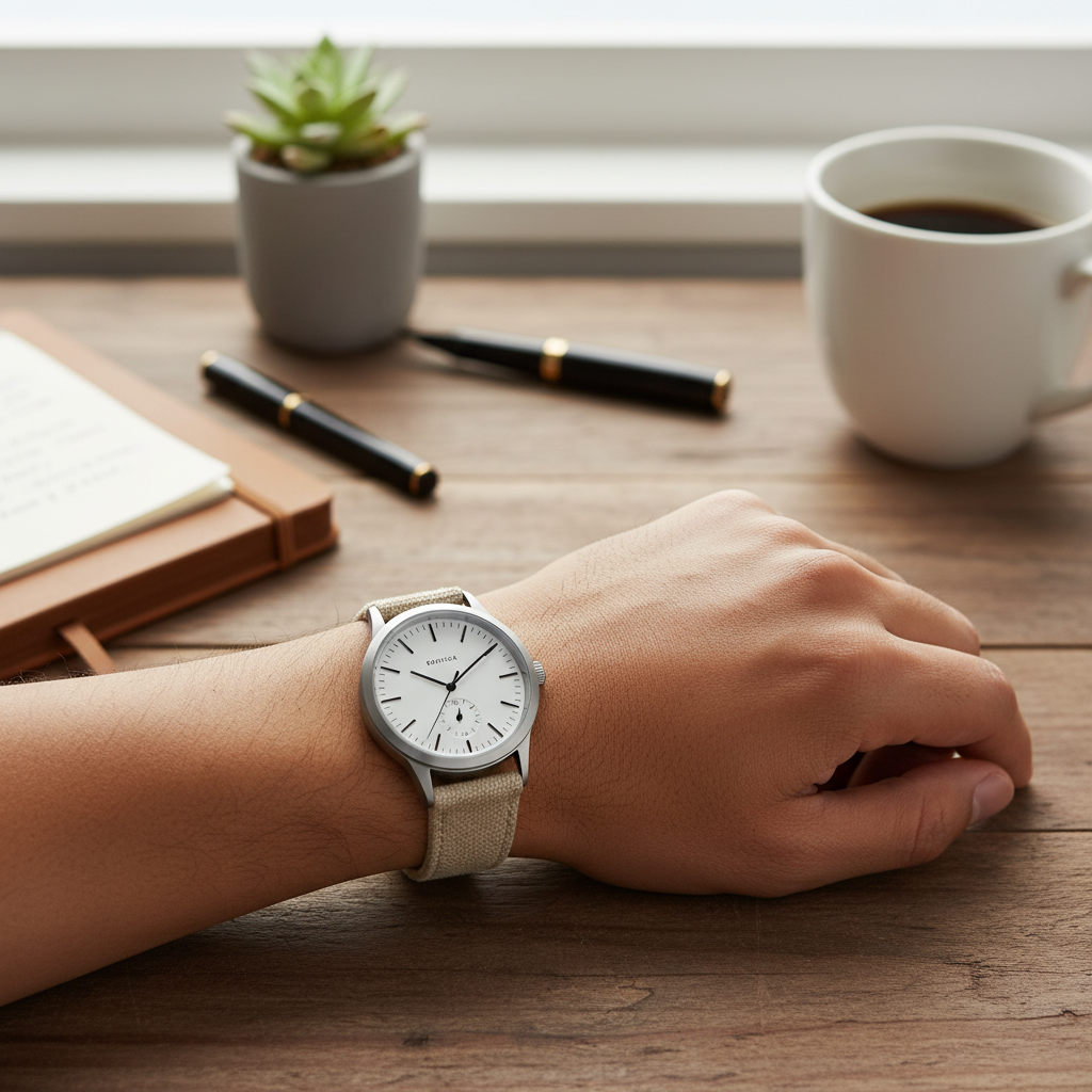Linen Sand Canvas Watch Strap - Image 3
