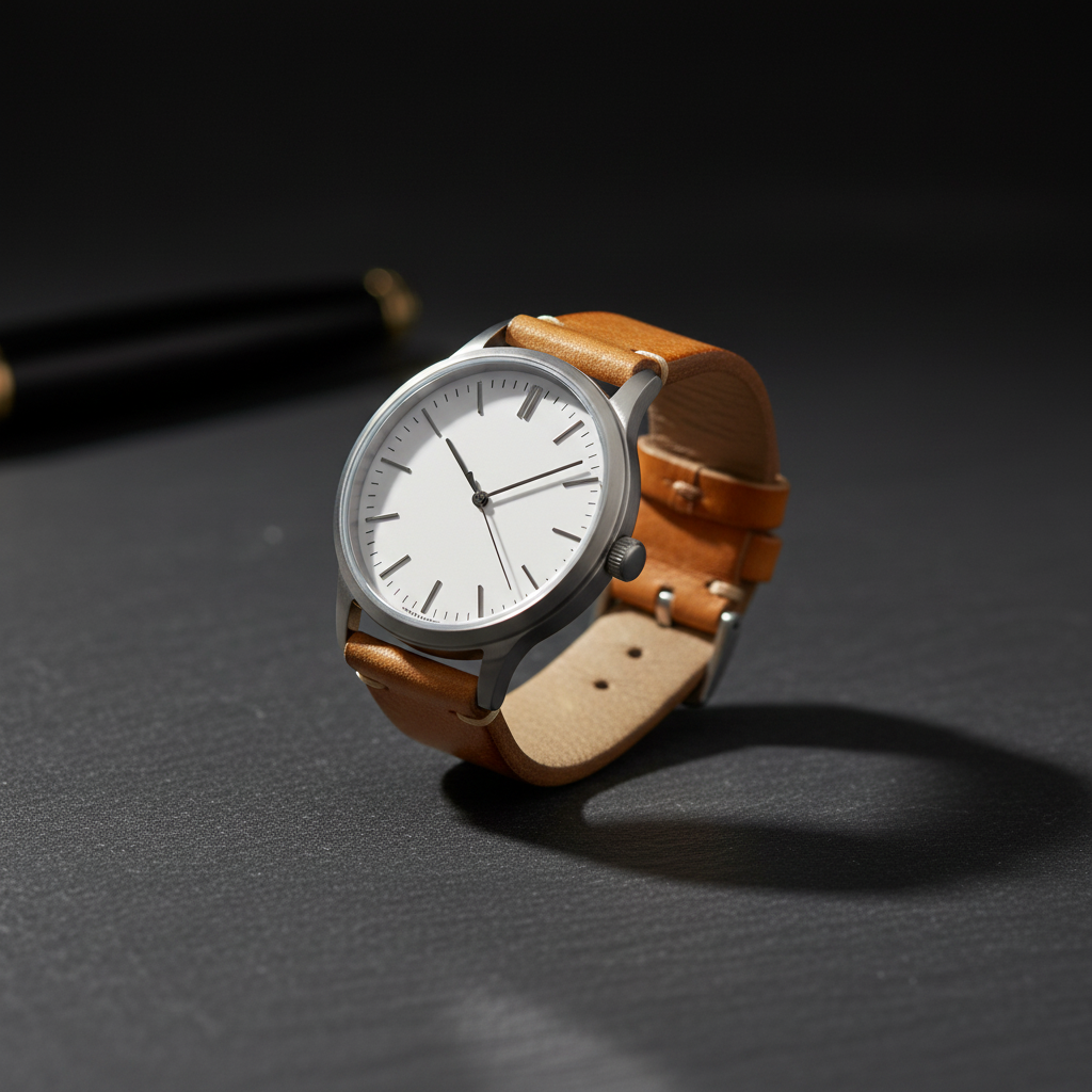 Natural Grain Caramel Brown Leather Watch Strap - Image 2