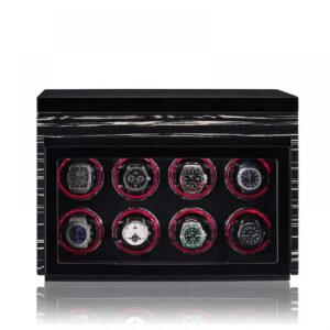 8 Pieces Wooden Watch Winder Box with Built-In LED