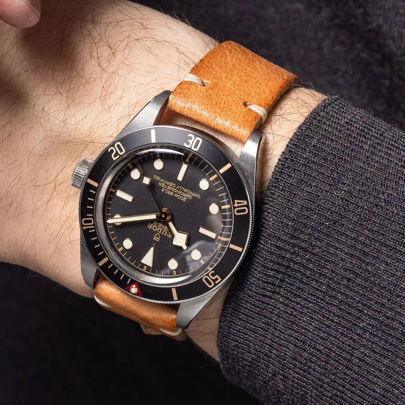Natural Grain Caramel Brown Leather Watch Strap - Image 4