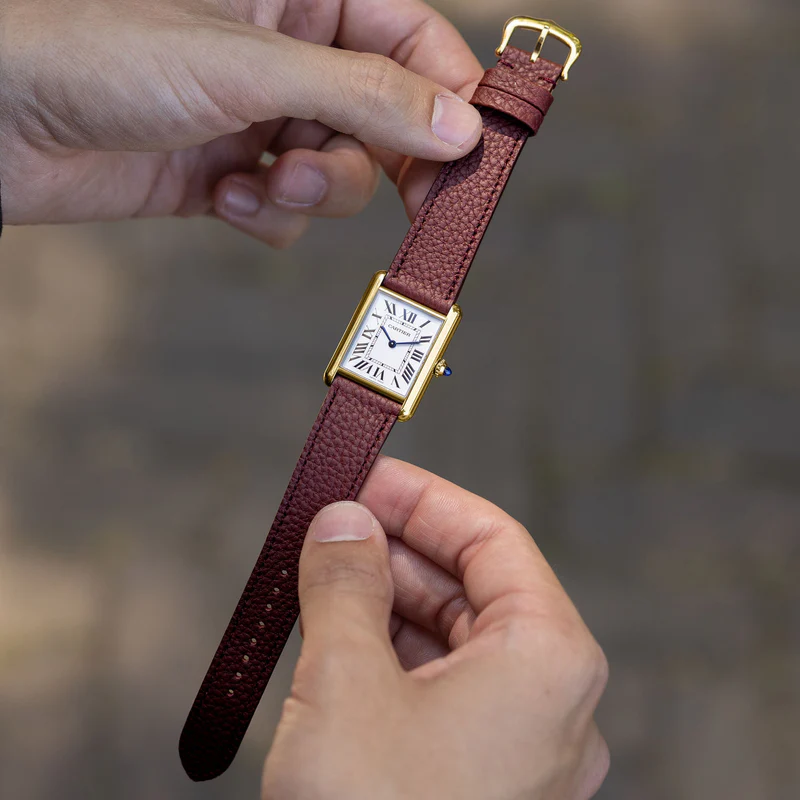 Grana Burgundy Tonal Leather Watch Strap - Image 2