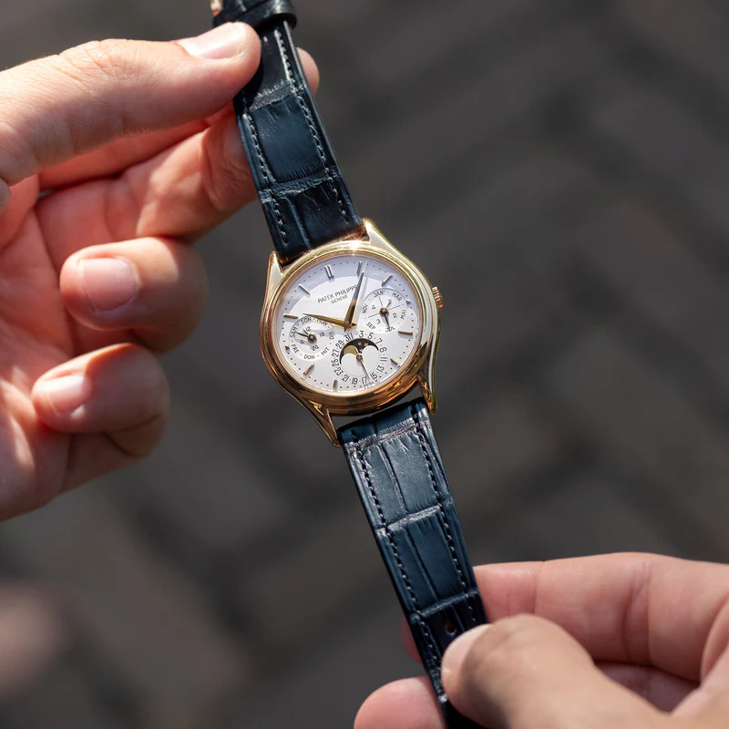 Premium Dark Blue Alligator Watch Strap - Image 2