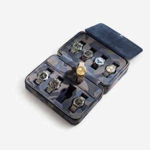 Blue Camo Suede Luxury Leather 8 Watch Box by JPM
