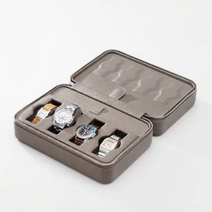 Taupe Luxury Leather Watch Box by JPM