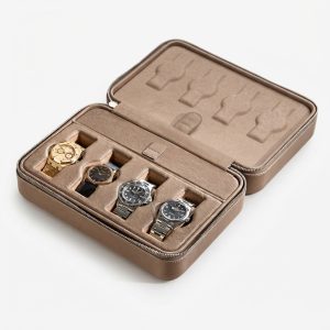 Soft Brown Luxury Leather Watch Box by JPM