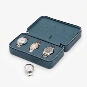 Prussian Blue Luxury Leather Watch Box by JPM