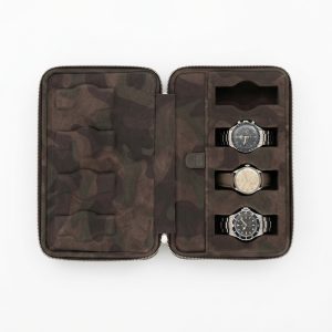 Brown Camo Suede Luxury Leather Watch Box by JPM