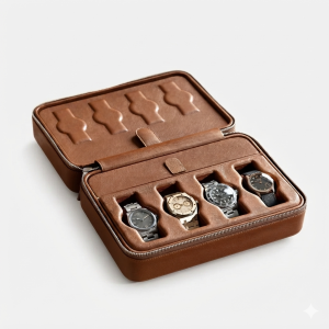 Caramel Brown Luxury Leather Watch Box by JPM