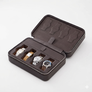 Dark Brown Cognac Luxury Leather Watch Box by JPM